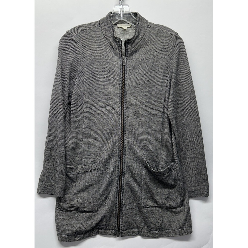 Eileen Fisher Womens Size PP Gray Long Sleeve Full Zip Hemp Cotton Jacket (L8)
